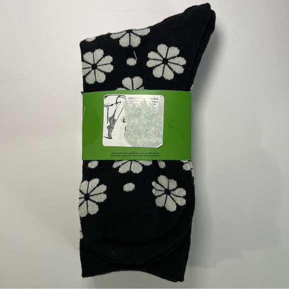 NWT Kate Spade Crew Socks 3 Pack One Size 4-10 Black White Striped Flower Animal - Picture 2 of 8